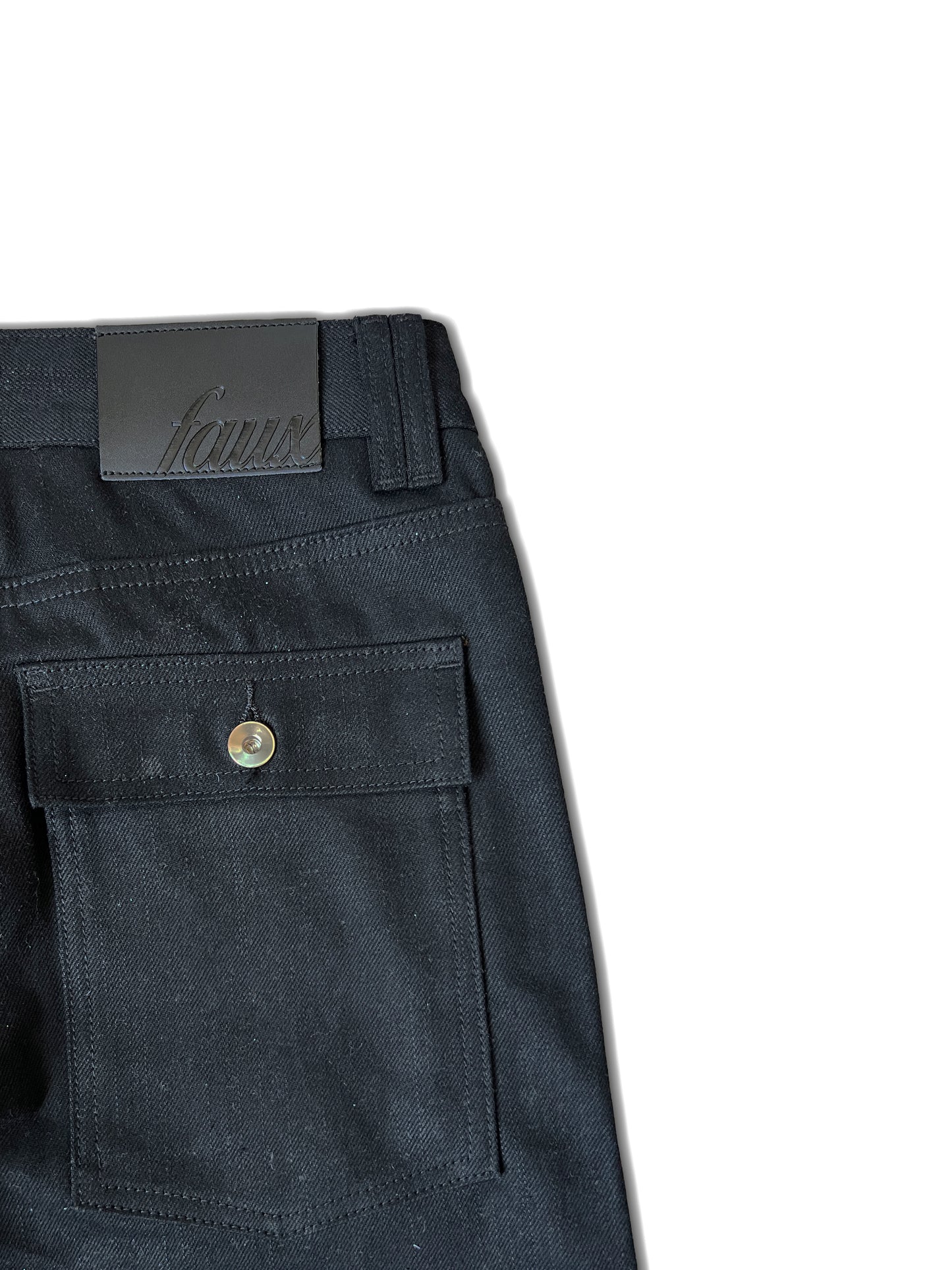 Double Knee Selvedge Denim [COAL BLACK]