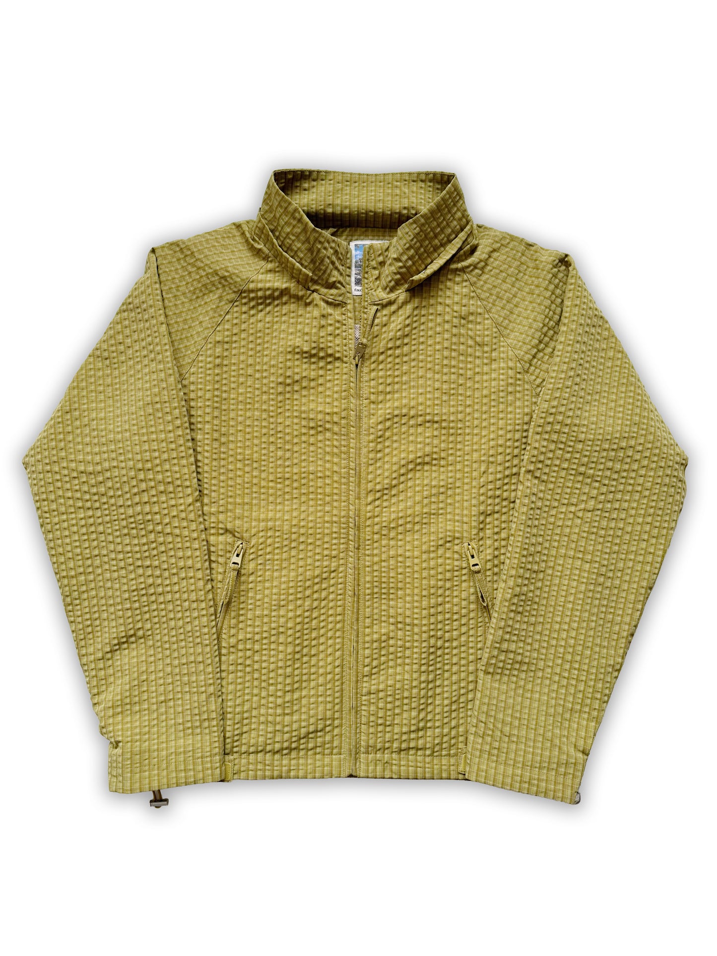Crinkle Plaid Windbreaker - Olive