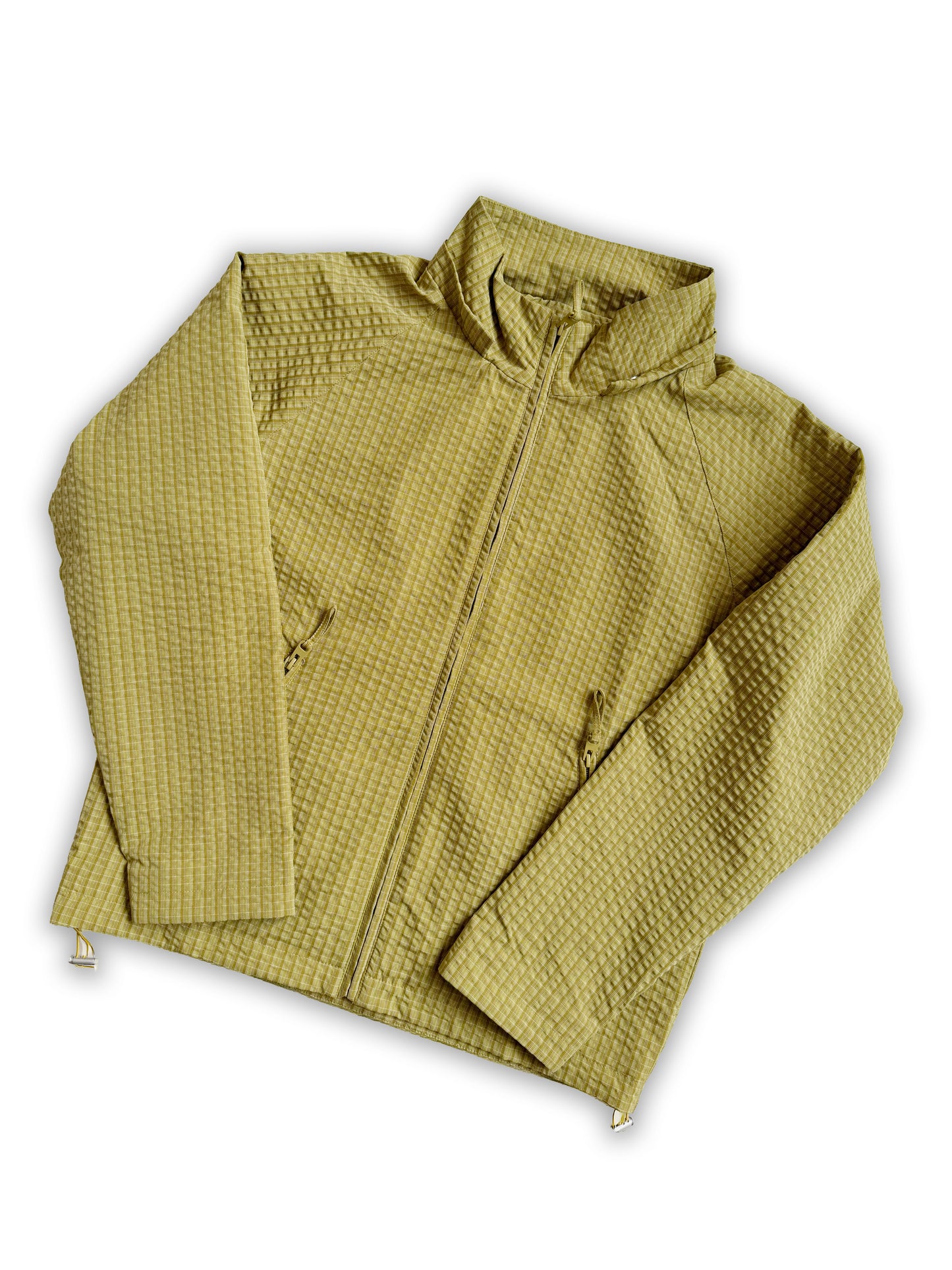 Crinkle Plaid Windbreaker - Olive