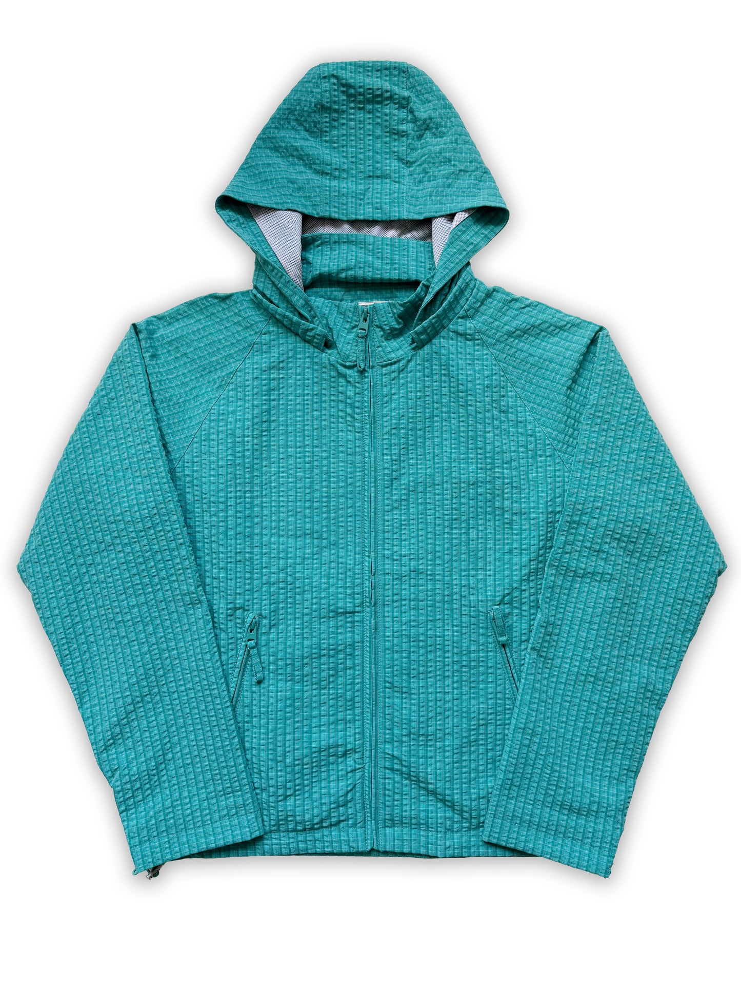 Crinkle Plaid Windbreaker - Tiffany Blue