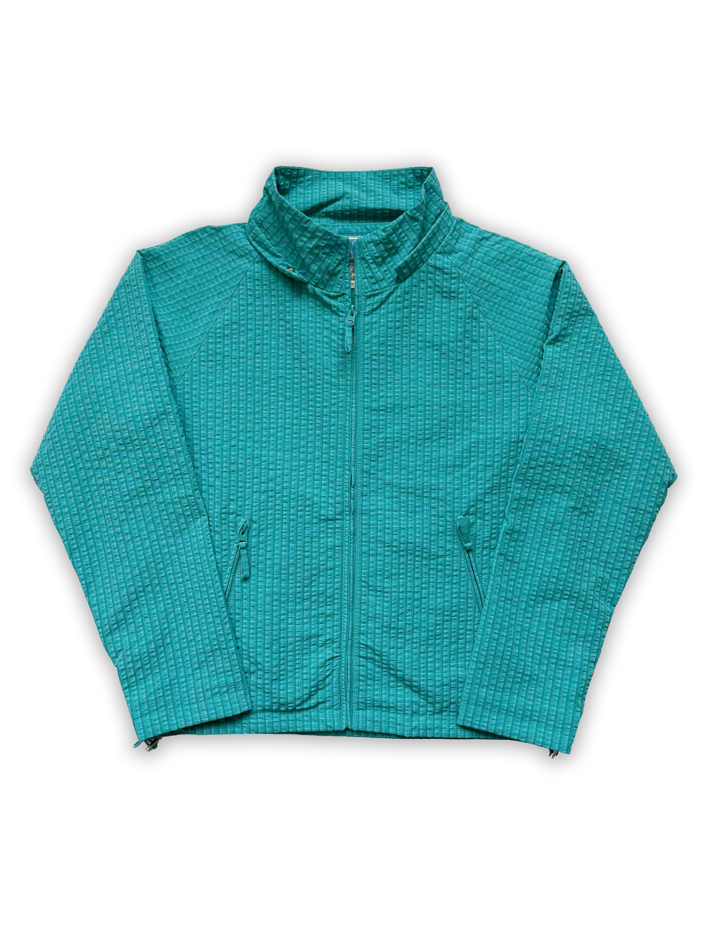 Crinkle Plaid Windbreaker - Tiffany Blue