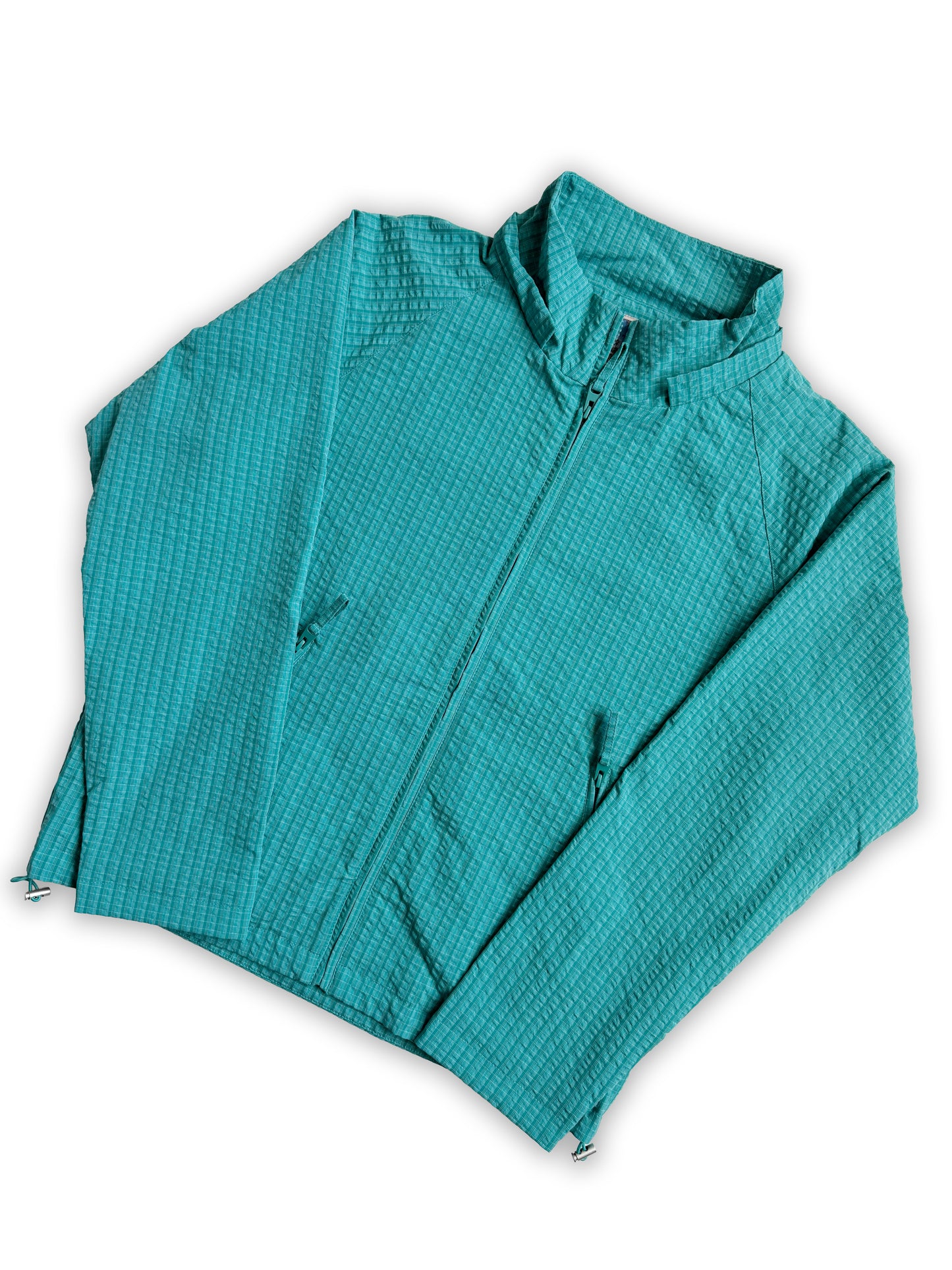 Crinkle Plaid Windbreaker - Tiffany Blue