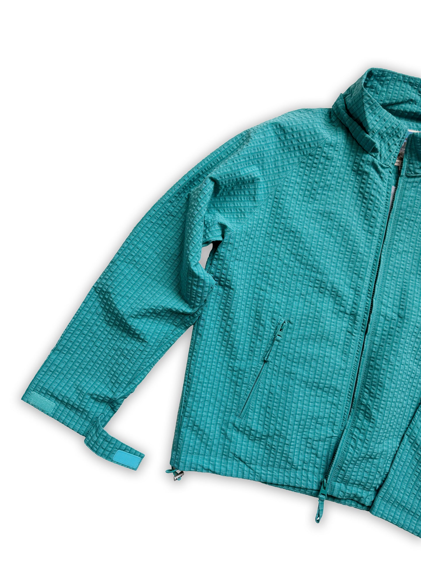 Crinkle Plaid Windbreaker - Tiffany Blue